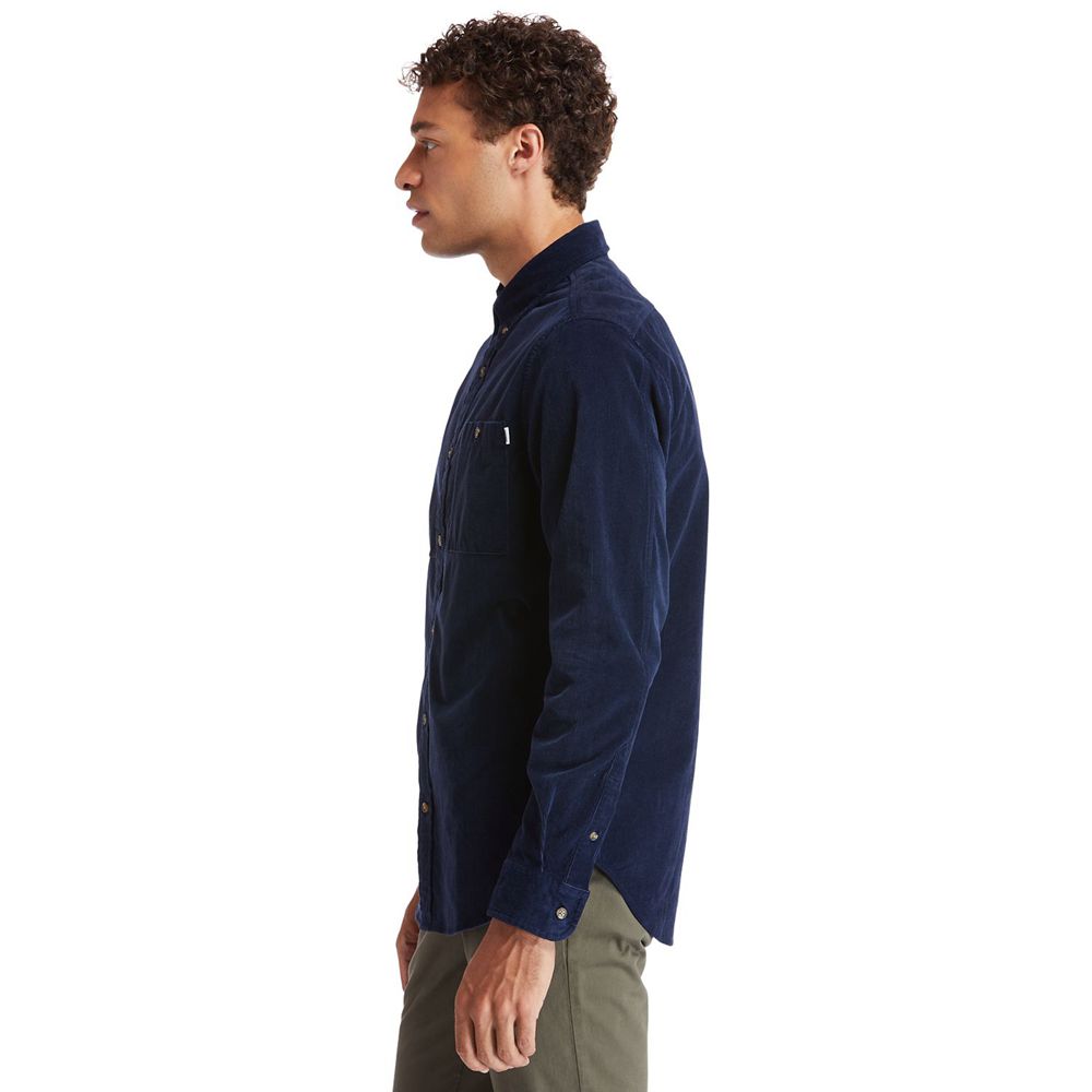 Camisa Timberland Hombre Mascoma River Long-Sleeve Corduroy Azul Marino - Chile UYP-296514